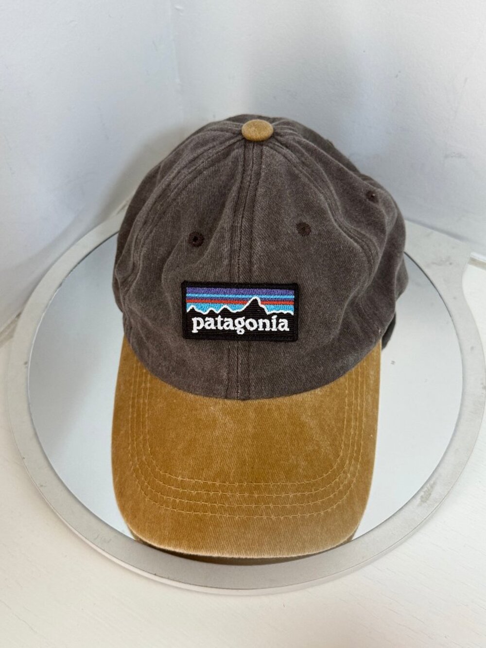 Patagonia Washed Two-Tone Brown Tan Patch Logo Baseball Cap